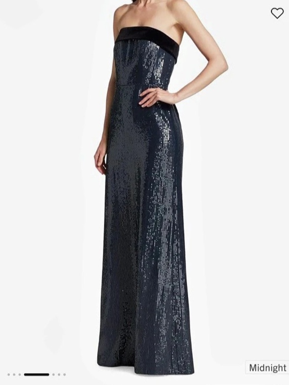 Monique Lhuillier Midnight Blue Reese Sequined Strapless Gown